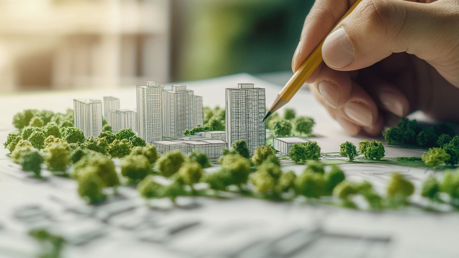 AMH planning sustainable urban housing development with green spaces.