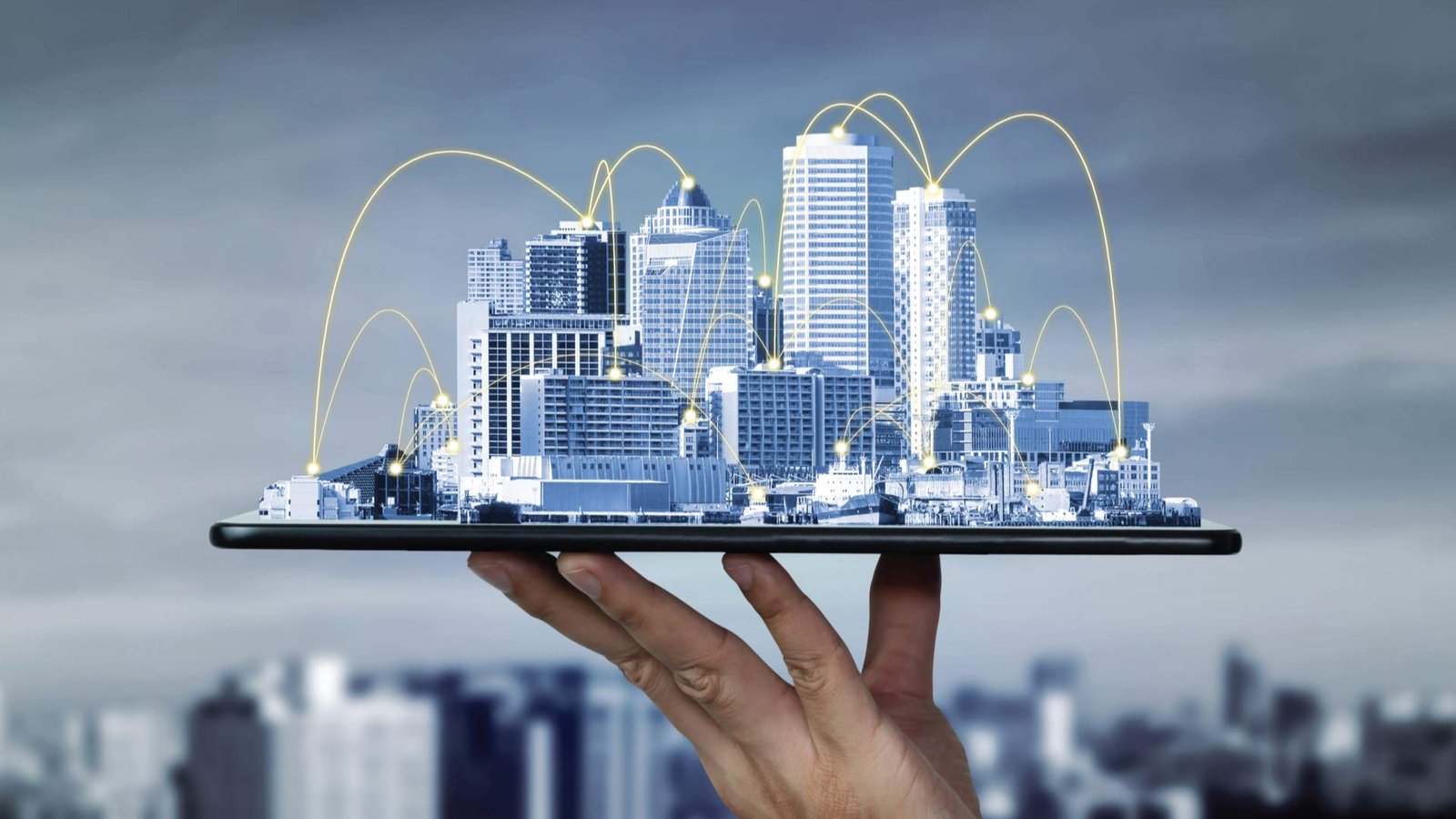 Smart city model on tablet symbolizing Crescent's tech-forward real estate strategy.