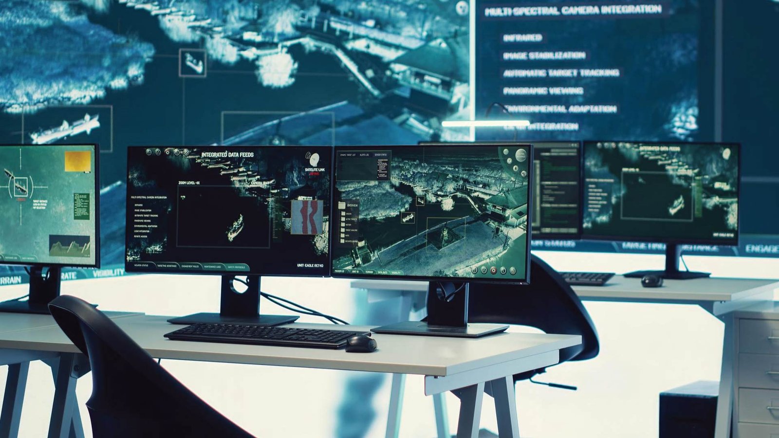 Nokia-powered control room with multi-screen surveillance.