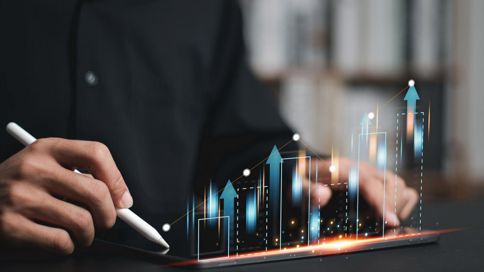 BlueLinx professional analyzing credit facility and liquidity graphs on digital tablet.