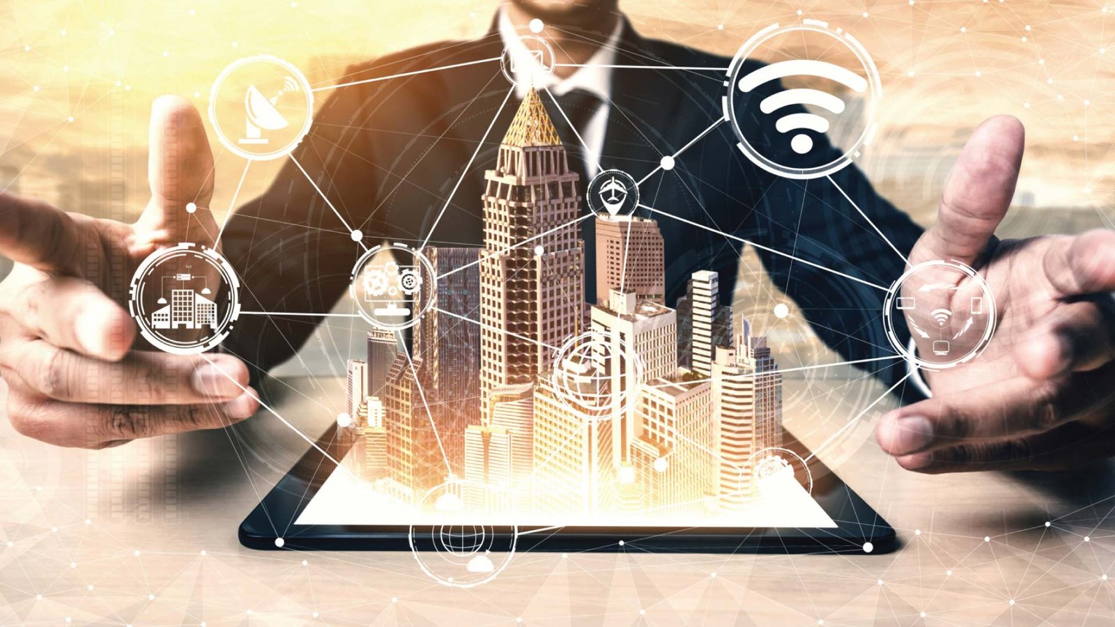 iKenekt AI-powered smart city platform on tablet.